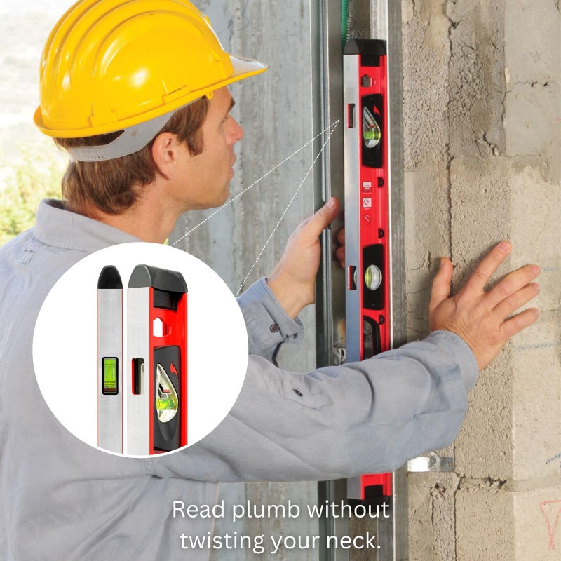Kapro - 170 Samson Magnetic Contractor Heavy Duty I-Beam with Plumb Site Level - Features Horizontal and Vertical Vials and Dual-View Plumb Site - Aluminum - 24 Inch - Image 4